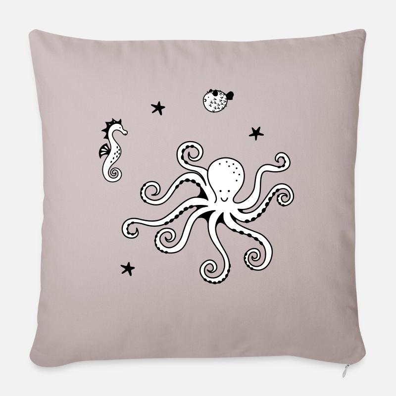 Octopus and Friends - Sofakissenbezug 45 x 45 cm - helles Taupe