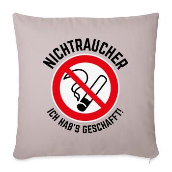 Nichtraucher – Ich Hab’s Geschafft! (3C / B) - Sofakissenbezug 45 x 45 cm - helles Taupe - Vorne