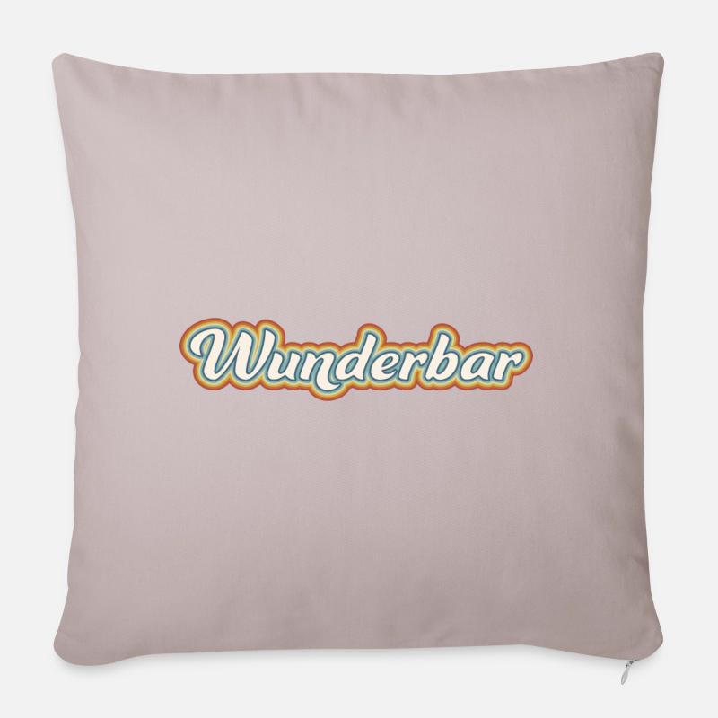 Wunderbar - Lebensmotto Bunt Glück - Sofakissenbezug 45 x 45 cm - helles Taupe