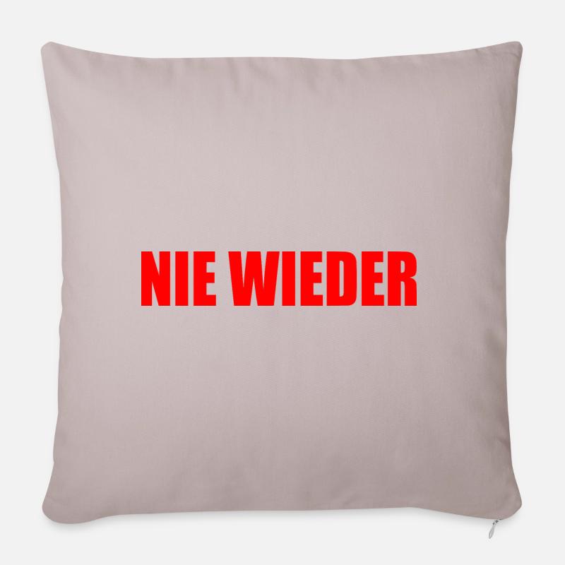 Nie wieder - Sofakissenbezug 45 x 45 cm - helles Taupe
