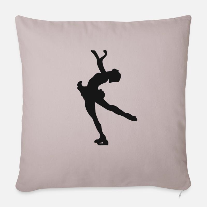 Schlittschuh Eislauf Eiskunstlauf Eiskunstlaufen - Sofakissenbezug 45 x 45 cm - helles Taupe