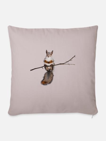squirrel - Eichhörnchen - Sofakissenbezug 45 x 45 cm - helles Taupe