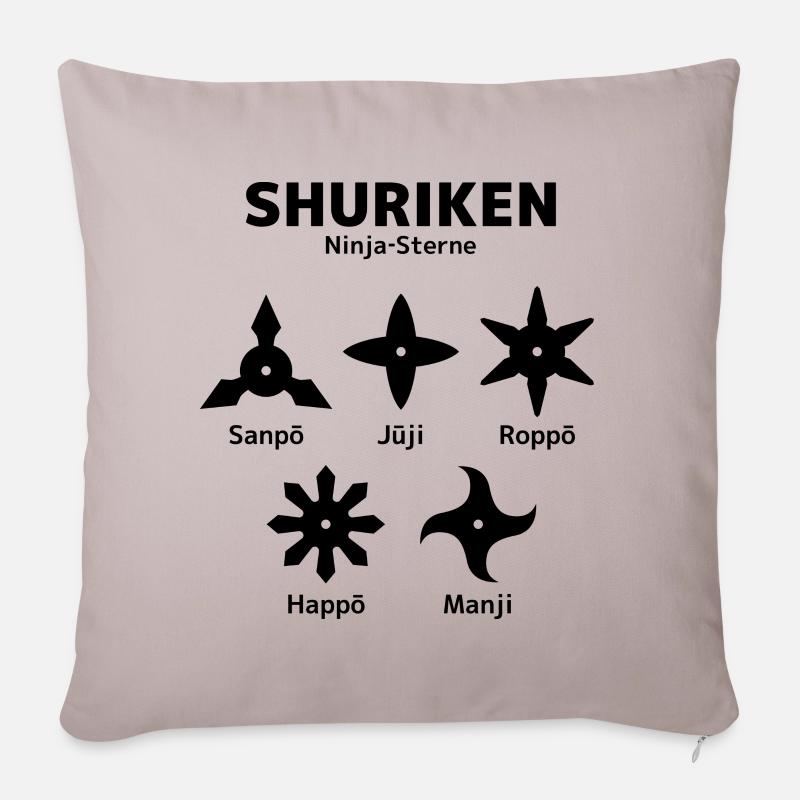 Shuriken - Ninja Sterne - Sofakissenbezug 45 x 45 cm - helles Taupe