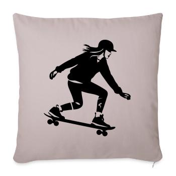 Skateboarding Woman Silhouette Skateboard - Sofa pillowcase 17,3'' x 17,3'' (45 x 45 cm) - light taupe - Front