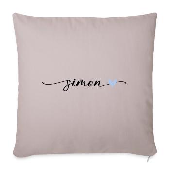 Simon Name Kalligrafie Schrift - Sofakissenbezug 45 x 45 cm - helles Taupe - Vorne
