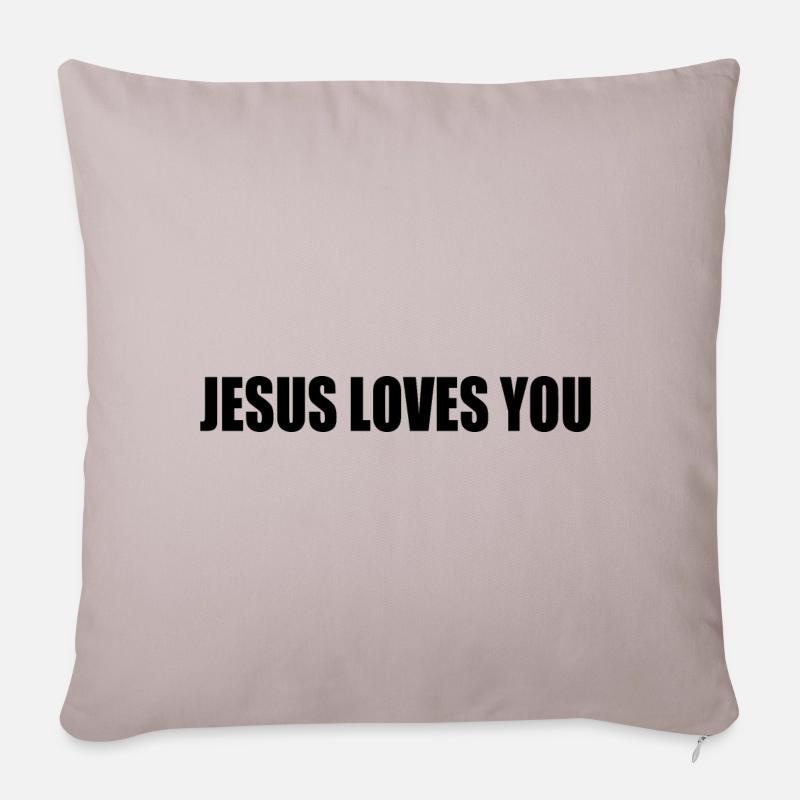Jesus loves you - Sofakissenbezug 45 x 45 cm - helles Taupe