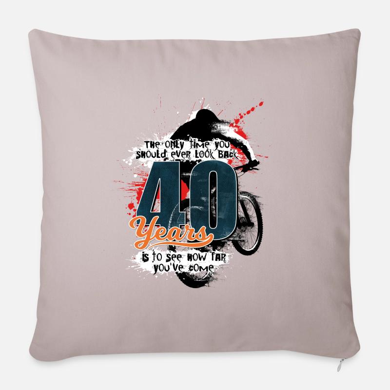 Mountainbiker - 40. Geburtstag - Sofakissenbezug 45 x 45 cm - helles Taupe
