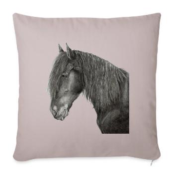 Friesian horse portrait - Sofa pillowcase 17,3'' x 17,3'' (45 x 45 cm) - light taupe - Front