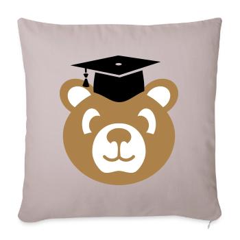 Doctor bear with mortarboard gift Doctoral thesis - Sofa pillowcase 17,3'' x 17,3'' (45 x 45 cm) - light taupe - Front