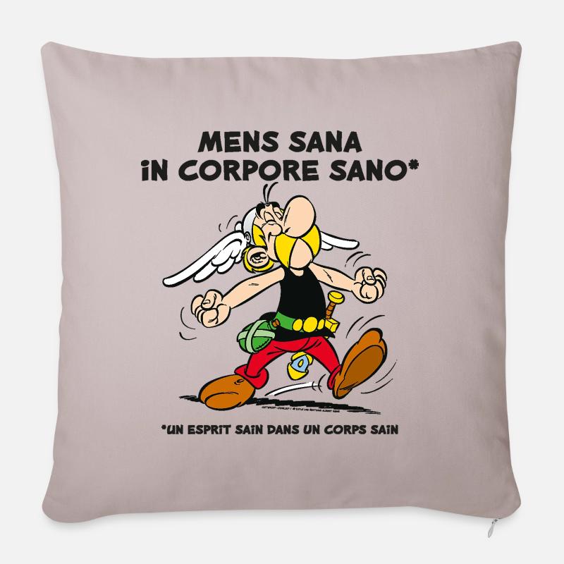 Astérix - Un esprit sain dans un corps sain - Housse de coussin décorative 45 x 45 cm - taupe clair