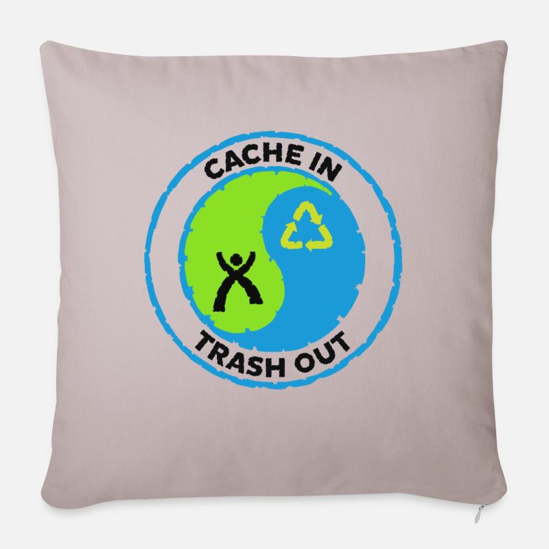 Cache dans la corbeille - Housse de coussin décorative 45 x 45 cm - taupe clair
