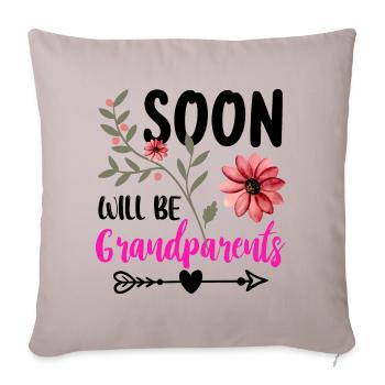 Bientôt nous serons grand-mère et grand-père, nous serons grands-parents - Housse de coussin décorative 45 x 45 cm - taupe clair - Devant