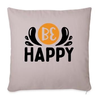 Design Be happy - Housse de coussin décorative 45 x 45 cm - taupe clair - Devant