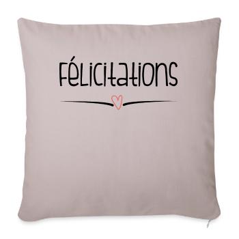 BRAVO. FELICITATIONS. NAISSANCE. ANNIVERSAIRE. BAC - Housse de coussin décorative 45 x 45 cm - taupe clair - Devant