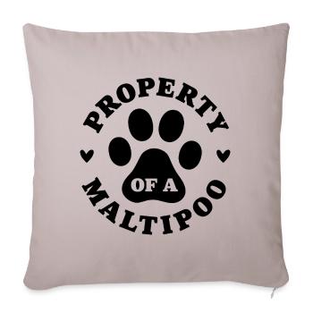 Eigentum eines Maltipoo - Sofakissenbezug 45 x 45 cm - helles Taupe - Vorne