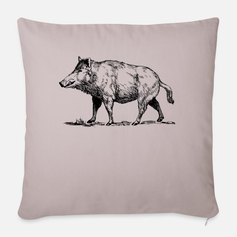 Wildschwein - Sofakissenbezug 45 x 45 cm - helles Taupe