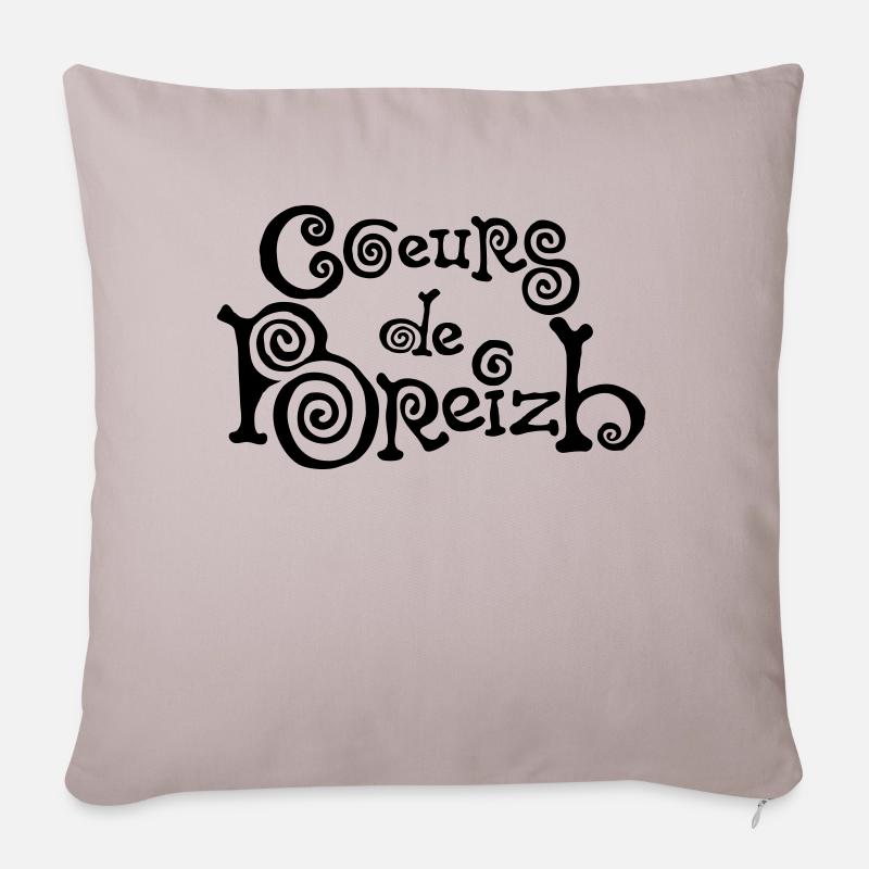 Herzen breizh Bretagne bzh logo - Sofakissenbezug 45 x 45 cm - helles Taupe