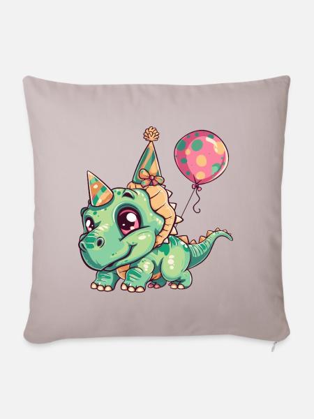 Dinosaurier triceratops Geburtstag Baby - Sofakissenbezug 45 x 45 cm - helles Taupe