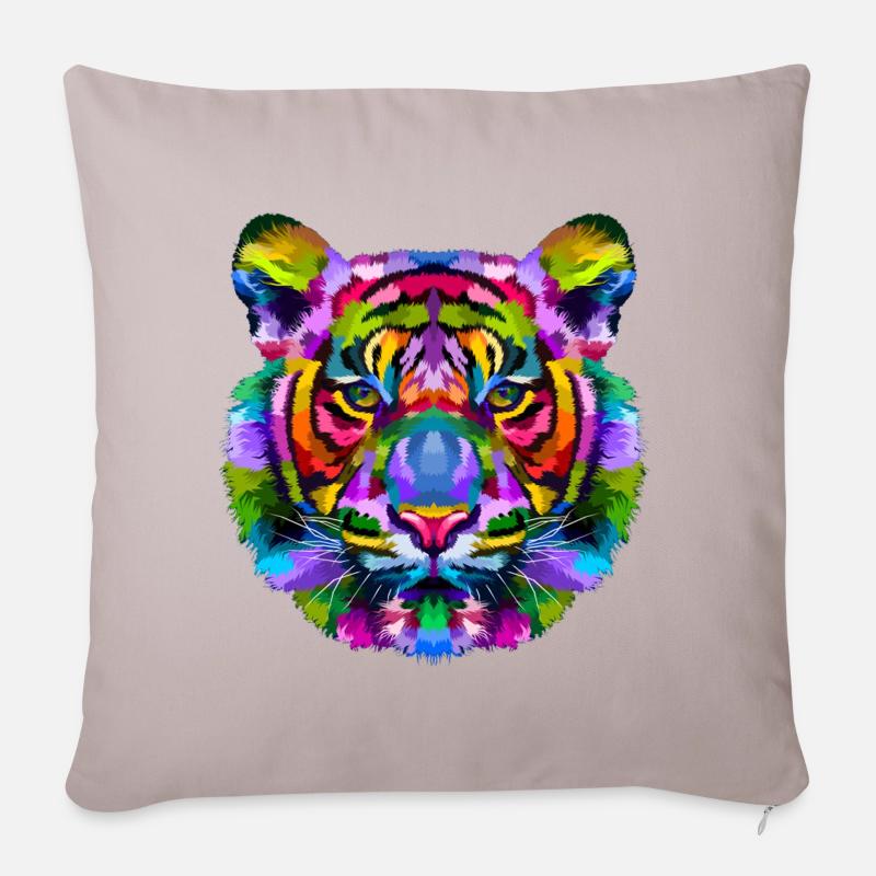 Löwe Tiger - Sofakissenbezug 45 x 45 cm - helles Taupe