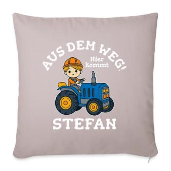 Stefan Vorname Traktor - Sofakissenbezug 45 x 45 cm - helles Taupe - Vorne