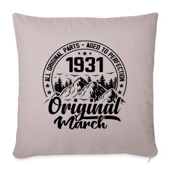 1931 March Original: 93 Years Anniversary Gift - Sofa pillowcase 17,3'' x 17,3'' (45 x 45 cm) - light taupe - Front