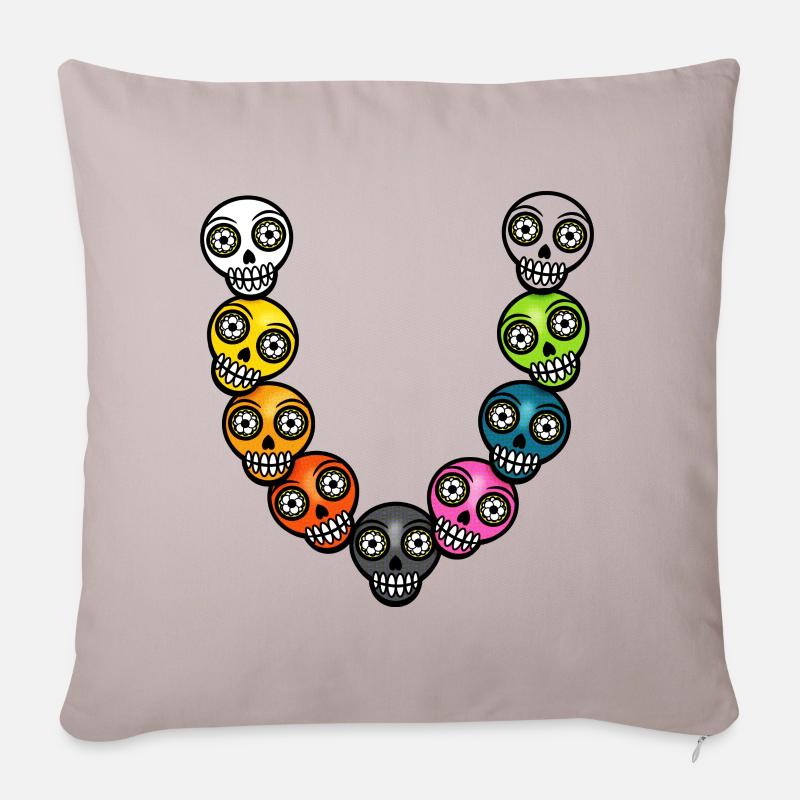 Halloween bunt Kinder Kette skull comic Totenkopf - Sofakissenbezug 45 x 45 cm - helles Taupe