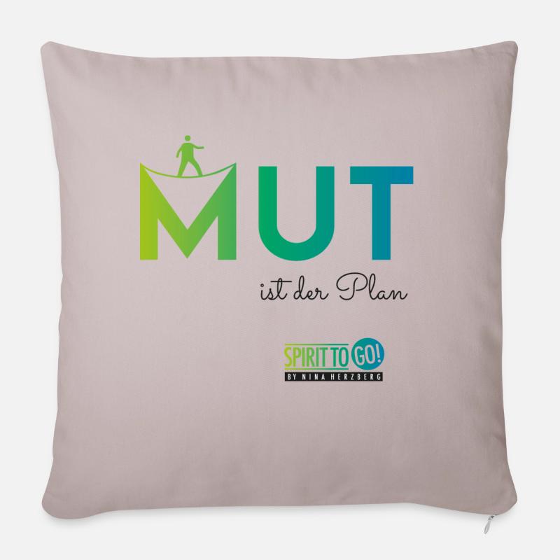 Mut ist der Plan - Sofakissenbezug 45 x 45 cm - helles Taupe