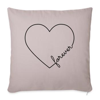 Cadre de ligne de coeur pour toujours - Housse de coussin décorative 45 x 45 cm - taupe clair - Devant