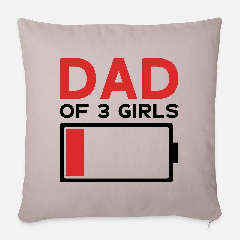 PAPA DE 3 FILLES - Housse de coussin décorative 45 x 45 cm - taupe clair