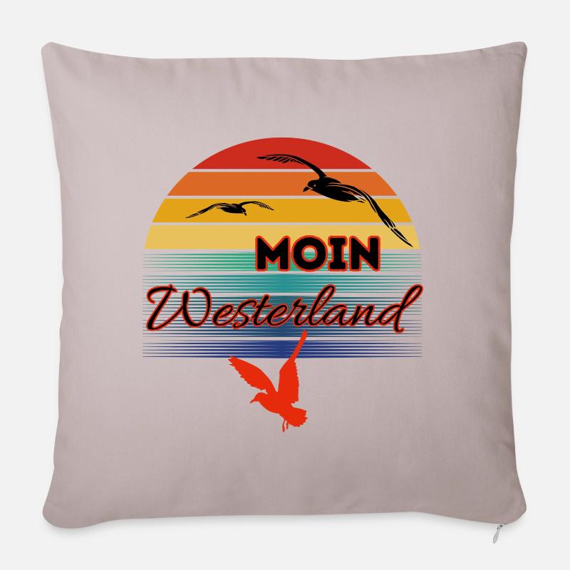 Moin Westerland mit Möwe im Retro Style-Westerland - Sofakissenbezug 45 x 45 cm - helles Taupe