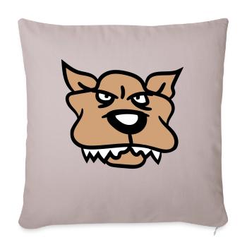 Chien, Monstre, Maléfique, Dangereux, Loup, Dents acérées - Housse de coussin décorative 45 x 45 cm - taupe clair - Devant