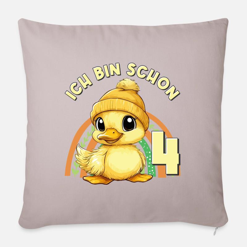 4th Birthday Duck Rainbow Cute Cute - Sofa pillowcase 17,3'' x 17,3'' (45 x 45 cm) - light taupe