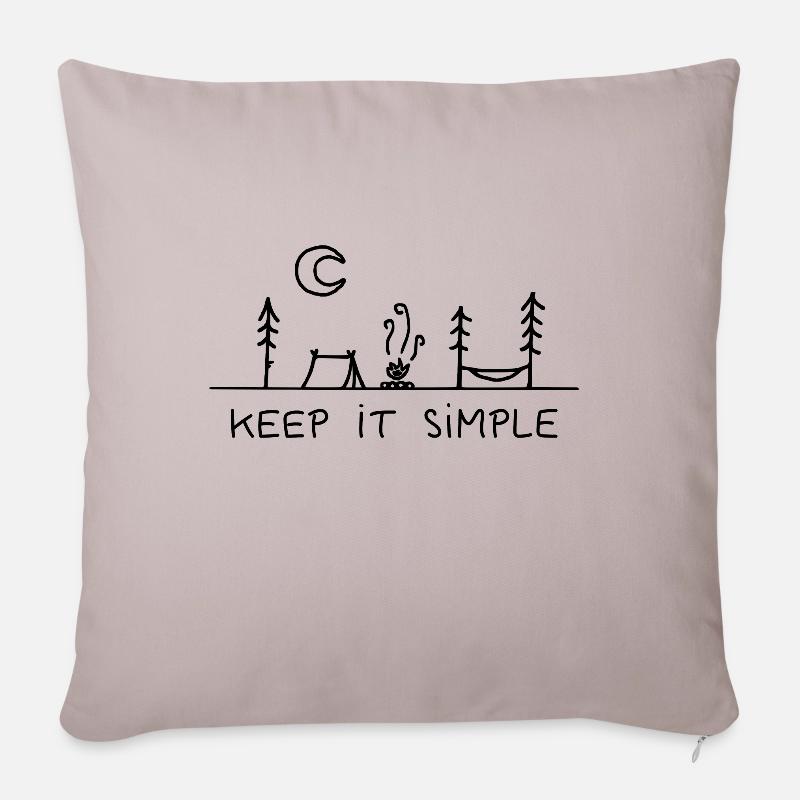 Keep it simple - Camping - Camper - Wald - Urlaub - Sofakissenbezug 45 x 45 cm - helles Taupe