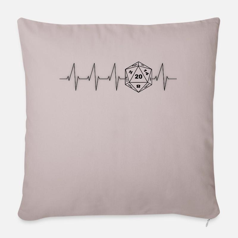 Heartbeat RPG Dice RPG noir - Housse de coussin décorative 45 x 45 cm - taupe clair