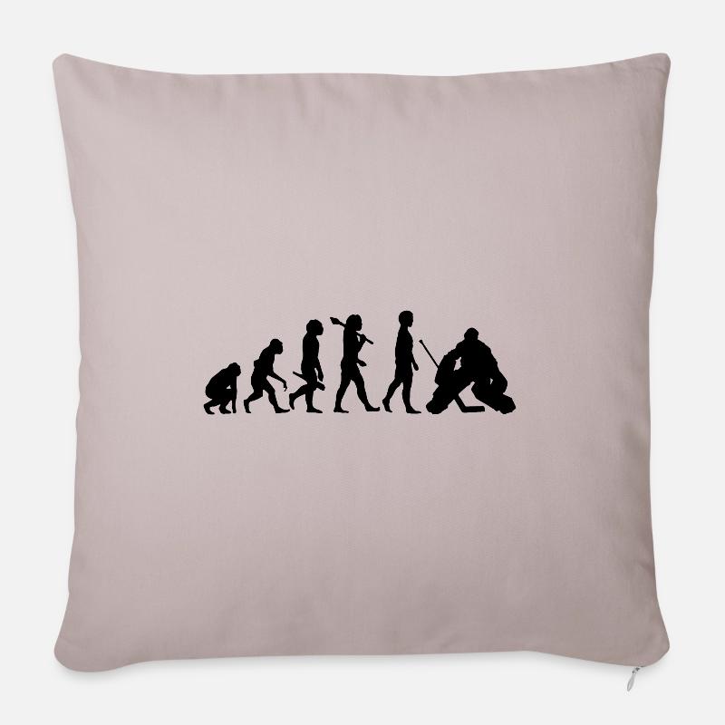 Evolution von Höhlenmensch zu Eishockey Spieler - Sofakissenbezug 45 x 45 cm - helles Taupe