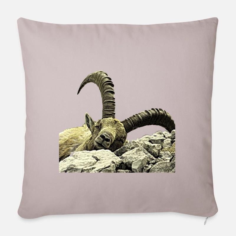 Walser Steinbock Relax - Sofakissenbezug 45 x 45 cm - helles Taupe