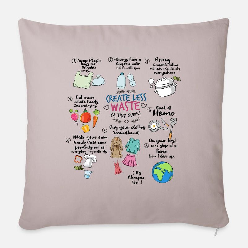 Créez moins de guide de recyclage des déchets - Housse de coussin décorative 45 x 45 cm - taupe clair