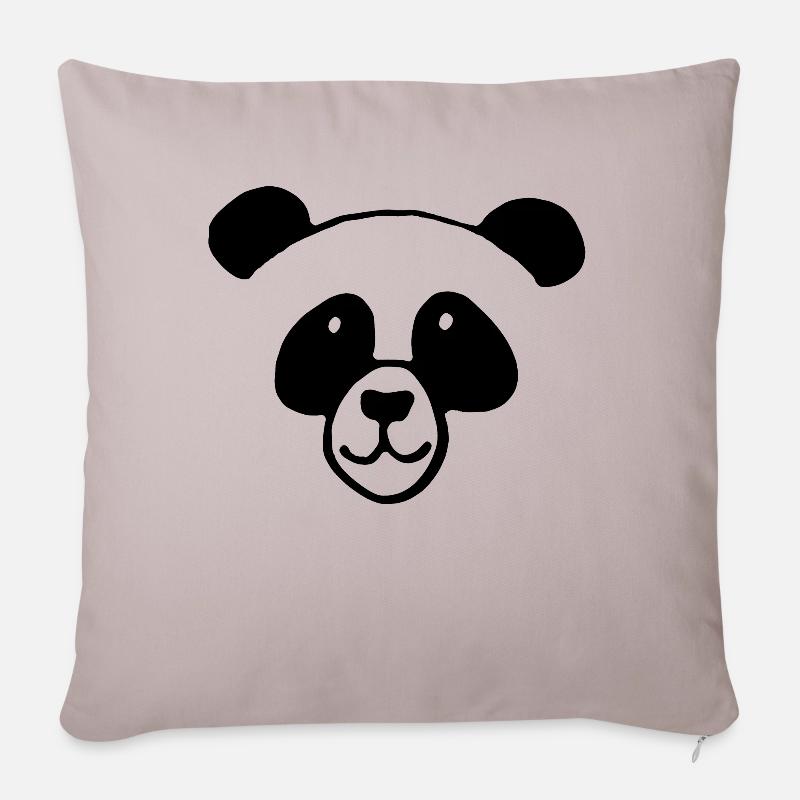 Panda face - Sofa pillowcase 17,3'' x 17,3'' (45 x 45 cm) - light taupe