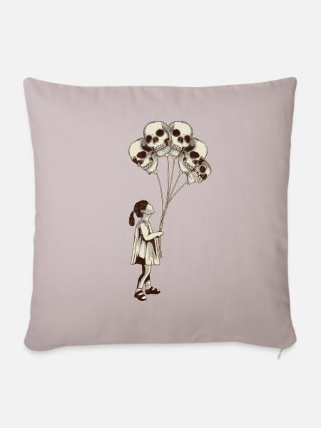 Mädchen Mit Totenkopf Ballons Totenköpfe - Sofakissenbezug 45 x 45 cm - helles Taupe