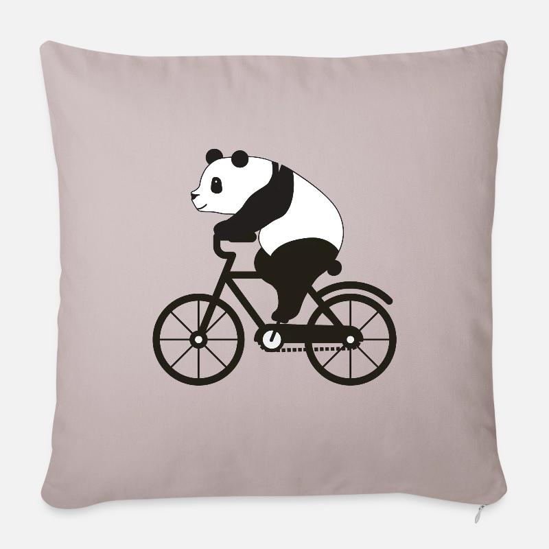 Fahrrad Panda - Sofakissenbezug 45 x 45 cm - helles Taupe
