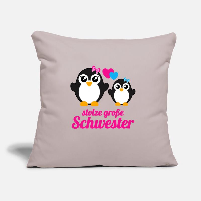 Stolze Große Schwester Pinguin Mädchen Geschenk Sofakissenbezug 45 x 45 cm