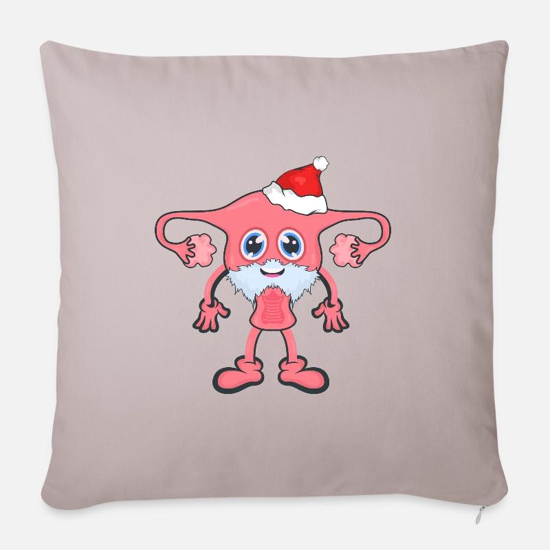 Uterus Weihnachten Feminismus Gebärmutter - Sofakissenbezug 45 x 45 cm - helles Taupe