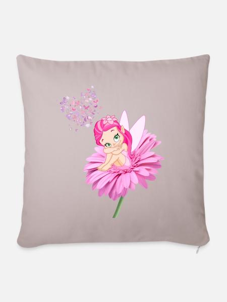 Fee Blume Schmetterlinge - Sofakissenbezug 45 x 45 cm - helles Taupe