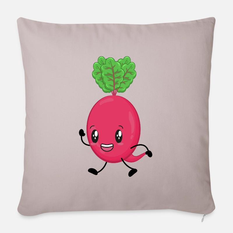 Rote Beete - Sofakissenbezug 45 x 45 cm - helles Taupe