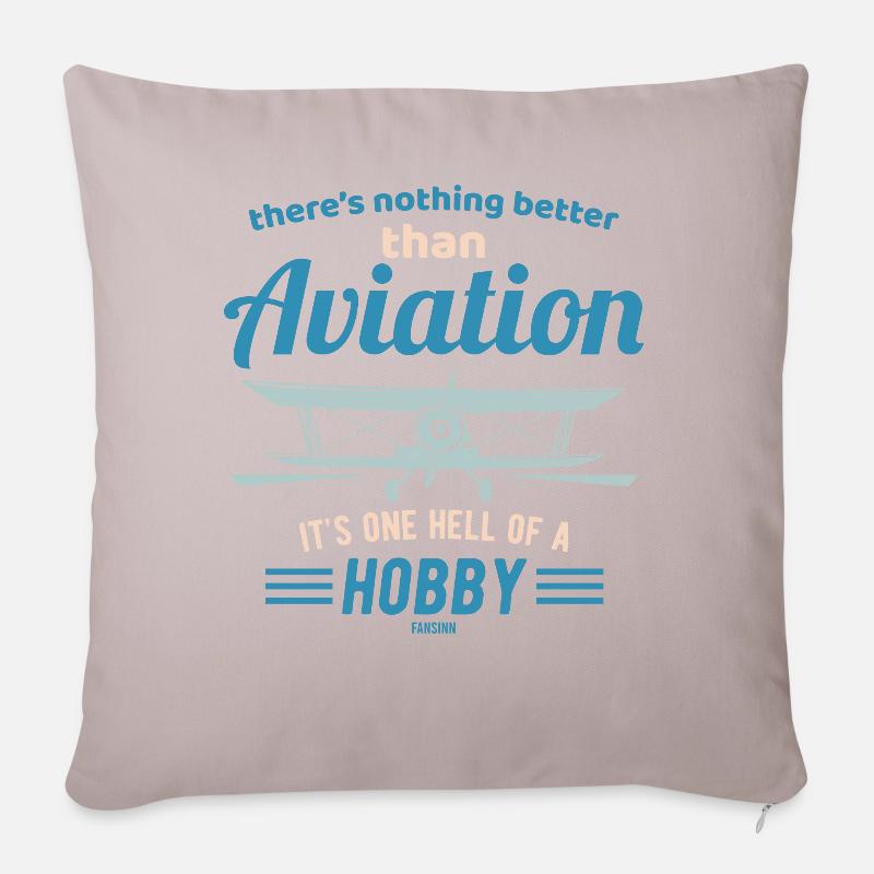 Aviation Hobby Luftfahrt Flugzeug - Sofakissenbezug 45 x 45 cm - helles Taupe