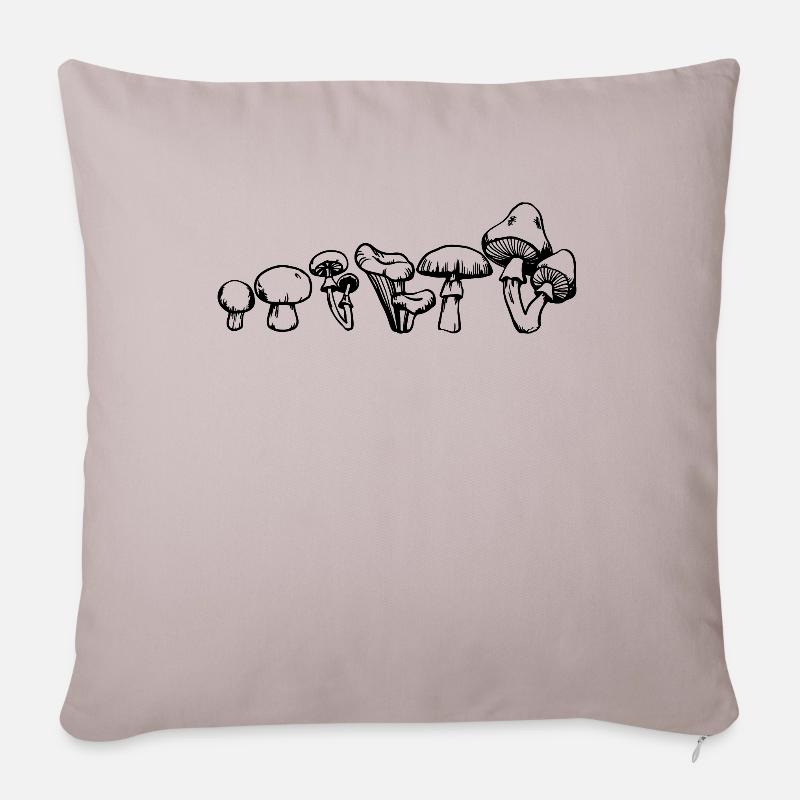 Cueilleurs de champignons Mushroom Evolution Forest Picking Champignons - Housse de coussin décorative 45 x 45 cm - taupe clair