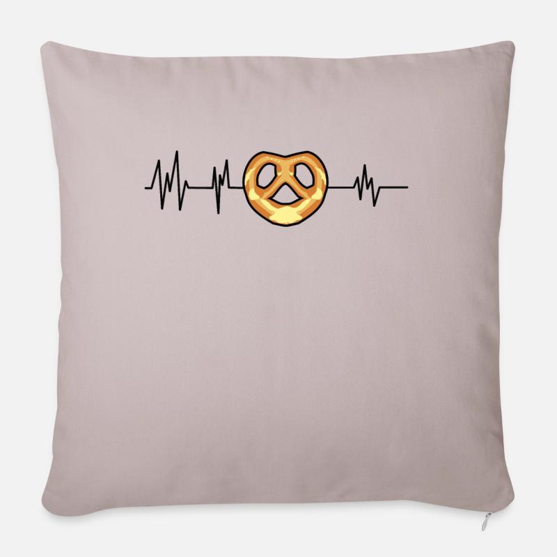 EKG Brezel Herzfrequenz Brezel Liebhaber - Sofakissenbezug 45 x 45 cm - helles Taupe