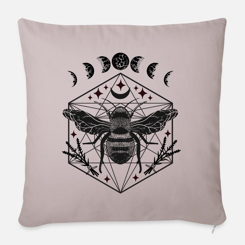 Abeille avec Moon Phases Gothic Fantasy Gift - Housse de coussin décorative 45 x 45 cm - taupe clair