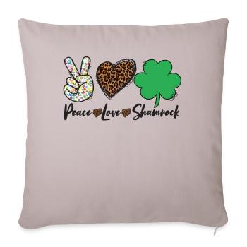 Peace Love Shamrock Leopard Print Patricks Day - Housse de coussin décorative 45 x 45 cm - taupe clair - Devant