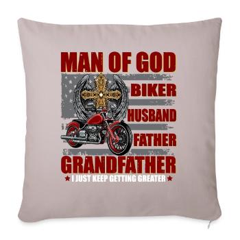 Man Of God Shirt Biker Husband Father Grandfather - Sofa pillowcase 17,3'' x 17,3'' (45 x 45 cm) - light taupe - Front